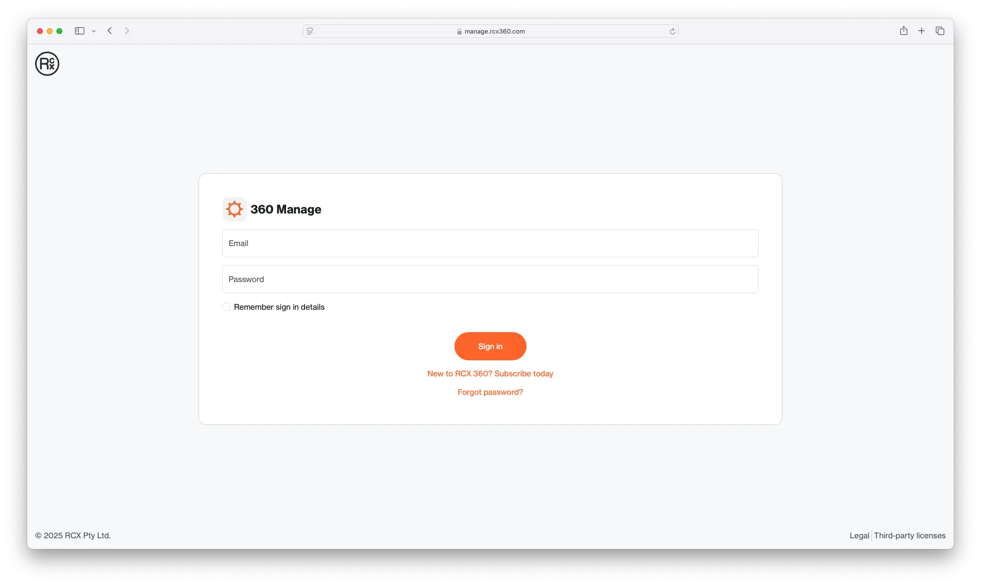 360 Manage sign in page