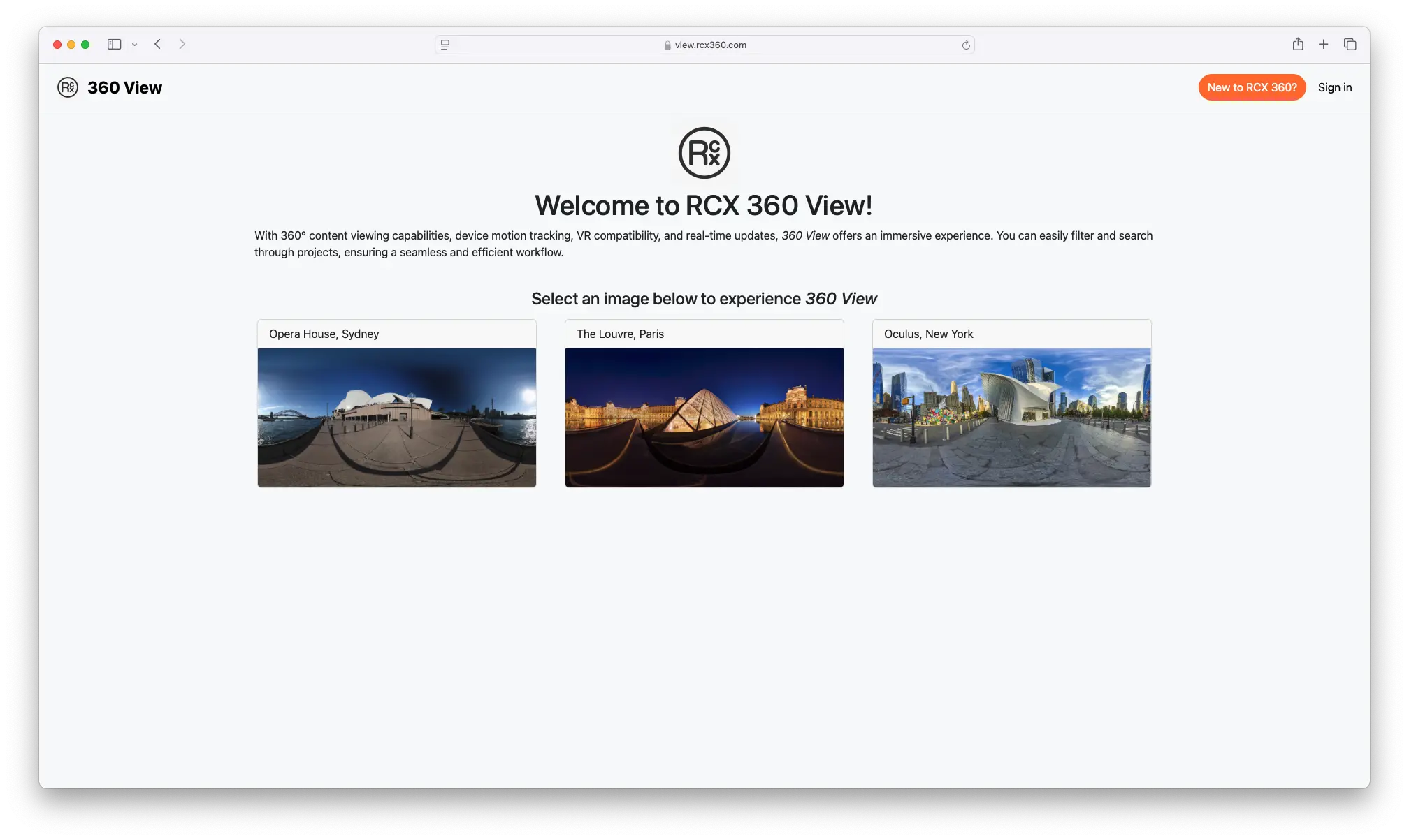 360 View selector interface when not signed in