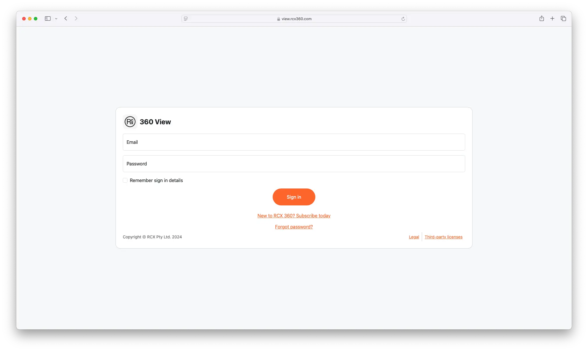 360 View sign-in interface